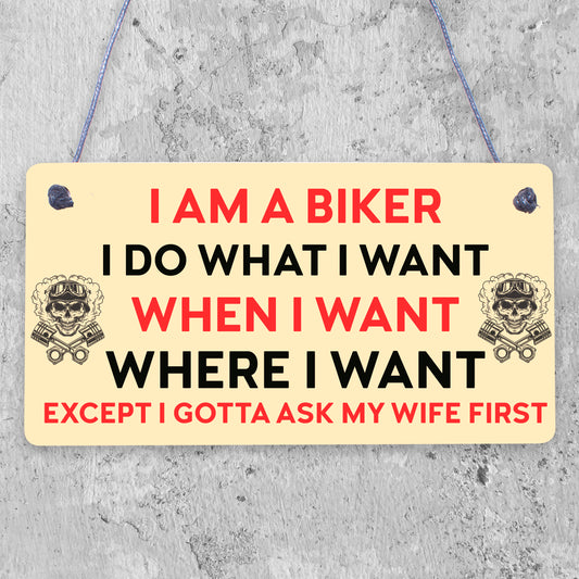 BIKER Gifts For Men Gift For Motorbike Motorcycle Lovers Garage Man Cave Sign