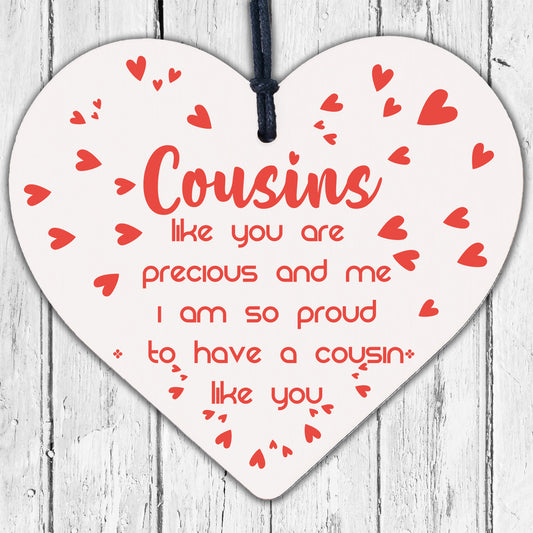 Cousin Gifts Handmade Wood Heart Family Plaque Birthday Keepsake Thank You Gift