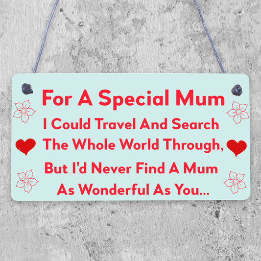 For A Special Mum Wooden Hanging Plaque Love Shabby Chic Mothers Day Gift Sign