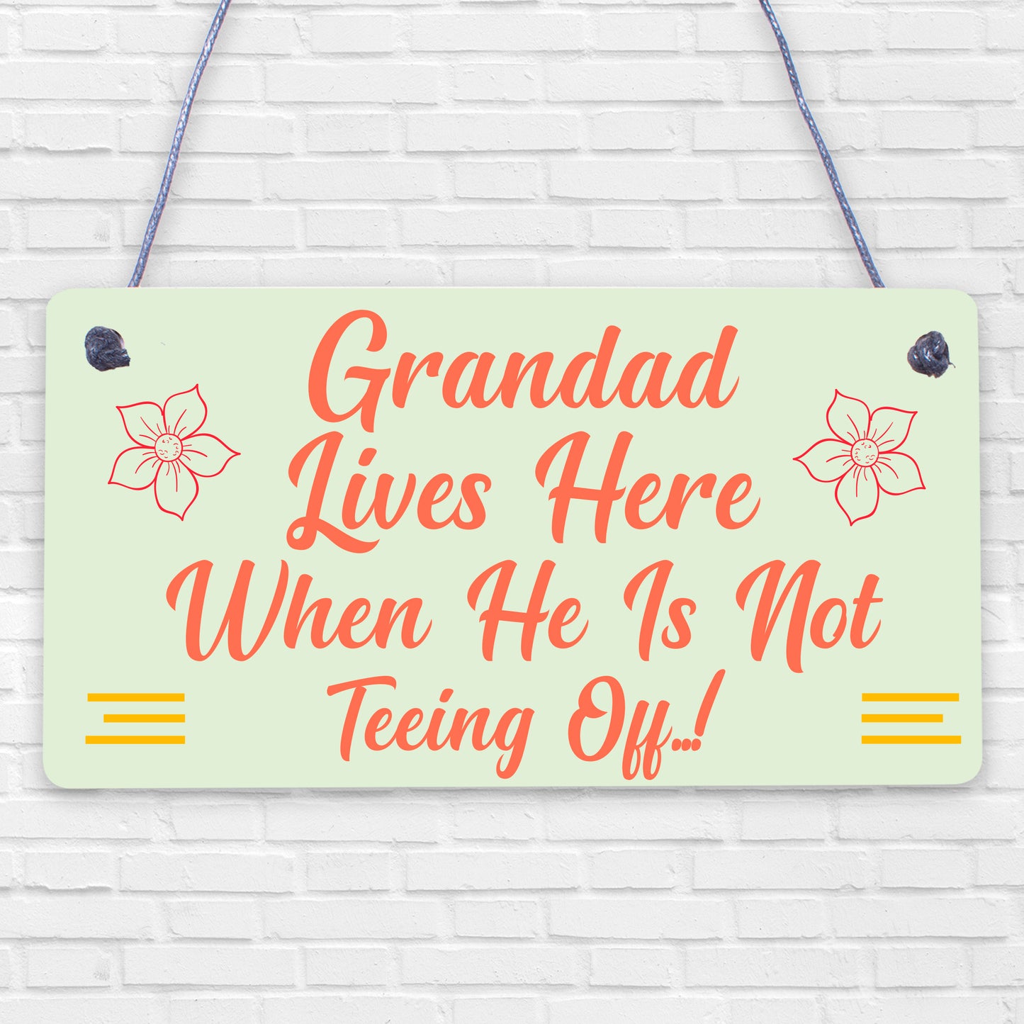 Grandad Lives Here When Hes Teeing Off Golf Sign Hanging Wooden Plaque Gift