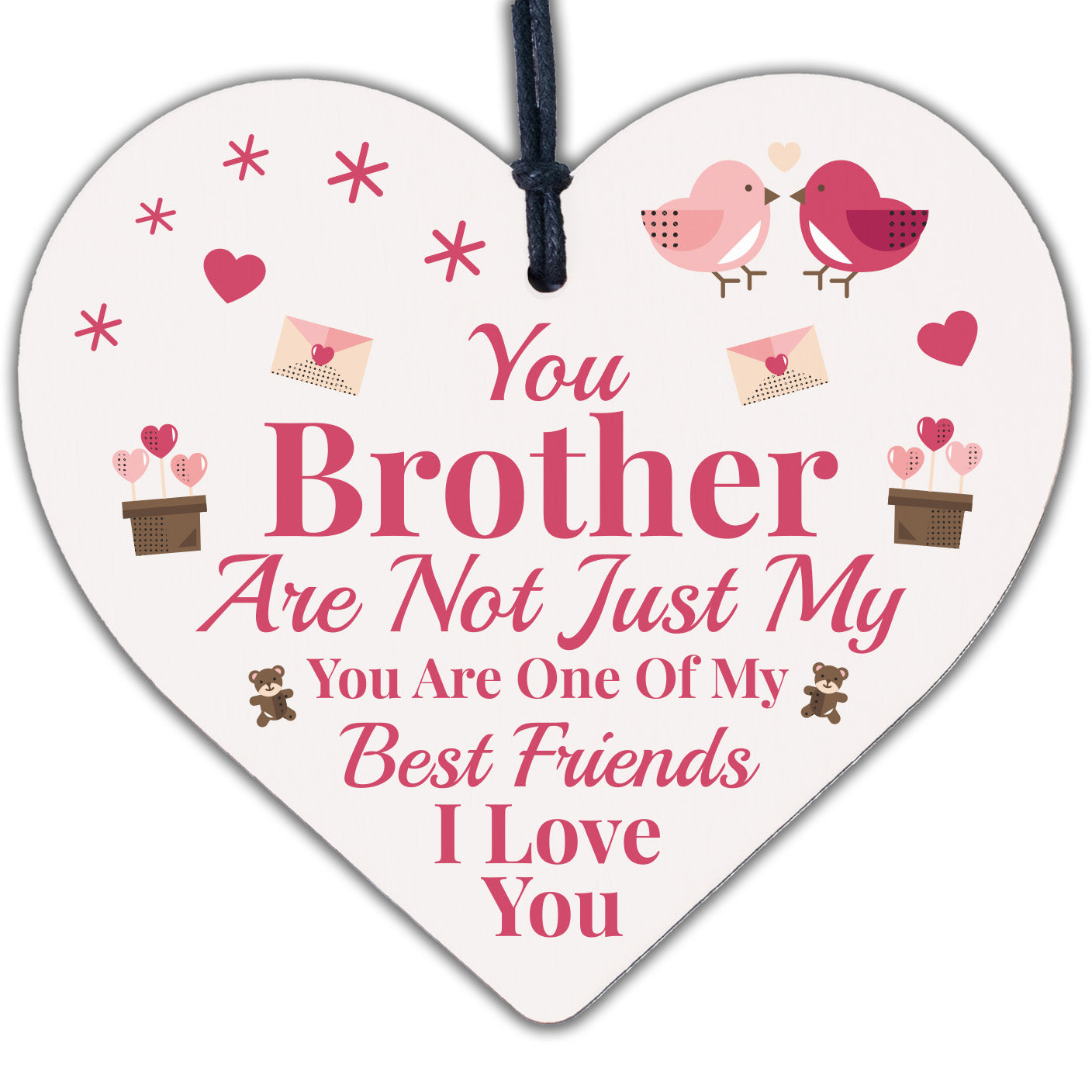 Novelty Brother Friendship Christmas Gifts Wooden Heart Plaque Gift For Brother