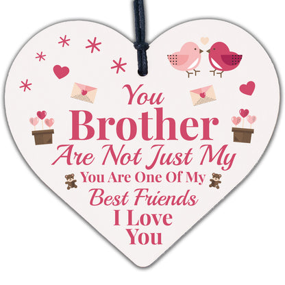 Novelty Brother Friendship Christmas Gifts Wooden Heart Plaque Gift For Brother