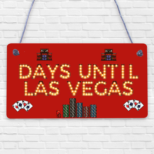 Chalkboard Holiday Countdown To LAS VEGAS America USA Hanging Plaque Friend Gift