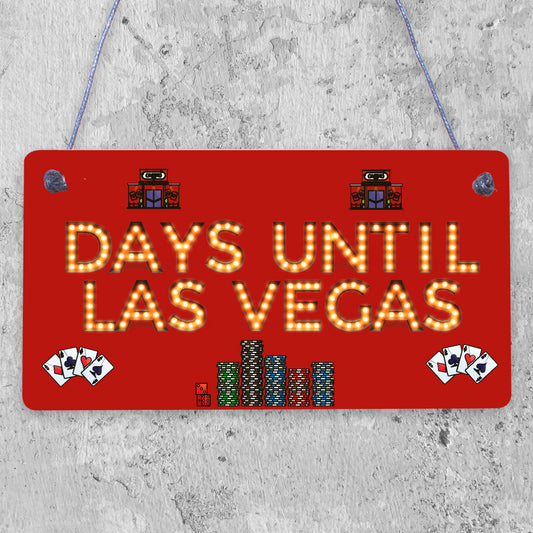 Chalkboard Holiday Countdown To LAS VEGAS America USA Hanging Plaque Friend Gift