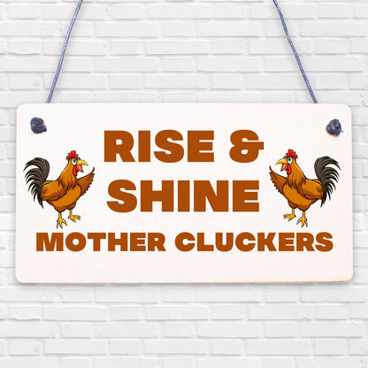 Novelty Chicken Rooster Sign Funny Chicken Coop Hen House Plaque For Garden Gate