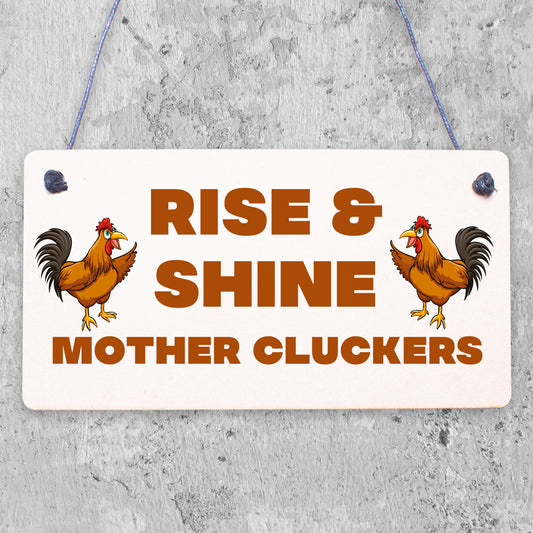 Novelty Chicken Rooster Sign Funny Chicken Coop Hen House Plaque For Garden Gate