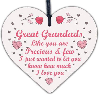 Great Grandad Card Birthday Christmas Gifts Wooden Heart Grandad Ornament Gifts