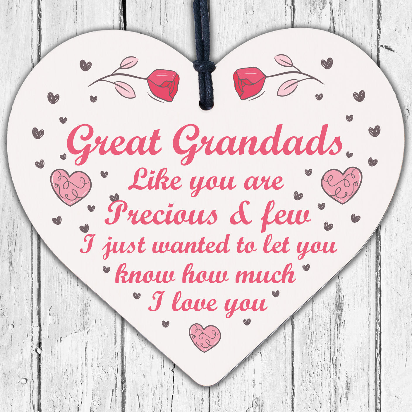 Great Grandad Card Birthday Christmas Gifts Wooden Heart Grandad Ornament Gifts