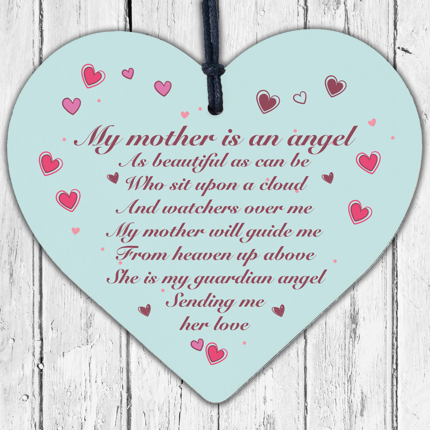 Mum Guardian Angel Wood Love Heart Sign Memorial Mothers Day Gift Grave Plaque