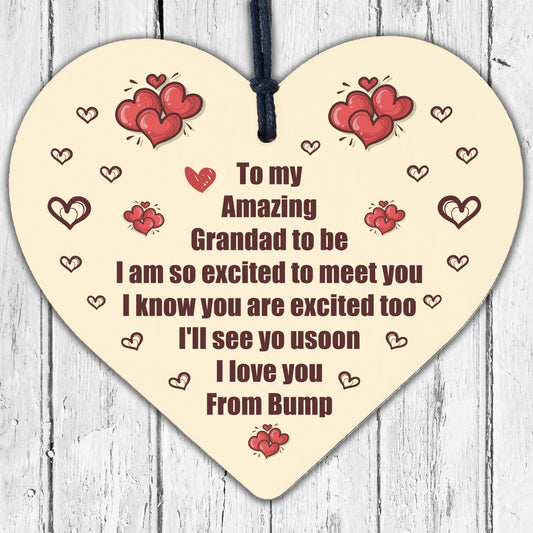 Grandad To Be Heart Baby Announcement For Dad New Baby Gifts Plaque Keepsake