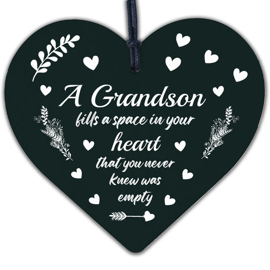 Grandson Plaque Keepsake Wooden Heart Birthday Christmas Gift From Grandma Nan