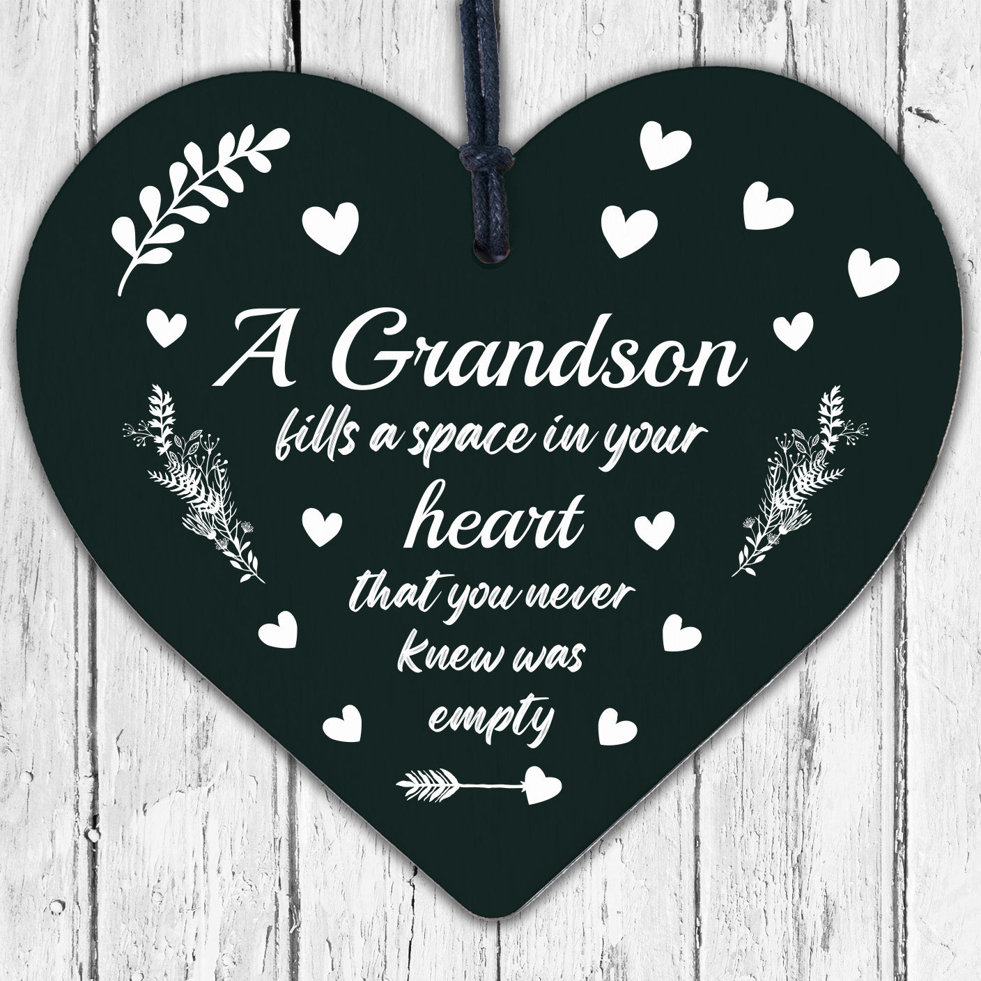 Grandson Plaque Keepsake Wooden Heart Birthday Christmas Gift From Grandma Nan