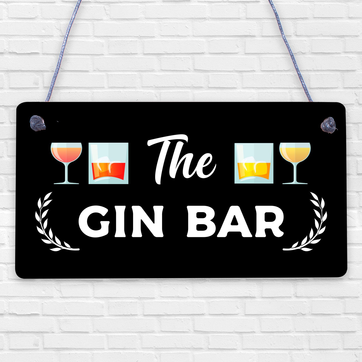 The Gin Bar Garden Party Alcohol Novelty Drinking Gift Pub Hanging Wall Plaque