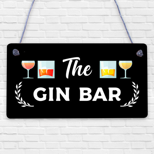 The Gin Bar Garden Party Alcohol Novelty Drinking Gift Pub Hanging Wall Plaque