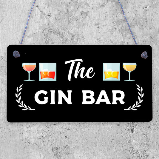 The Gin Bar Garden Party Alcohol Novelty Drinking Gift Pub Hanging Wall Plaque