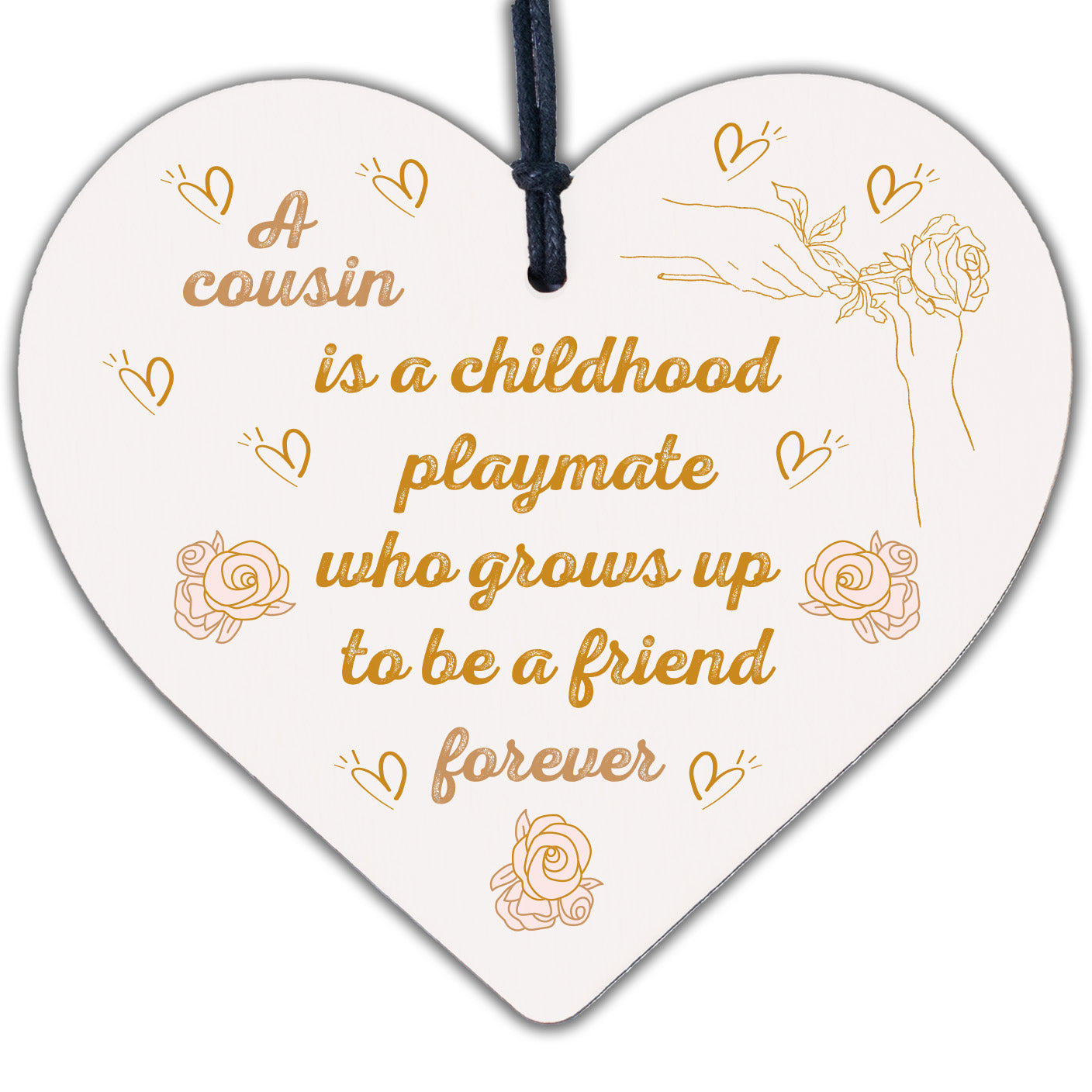 Cousin Friendship Gift Wooden Heart Plaque Keepsake Birthday Thank You Present