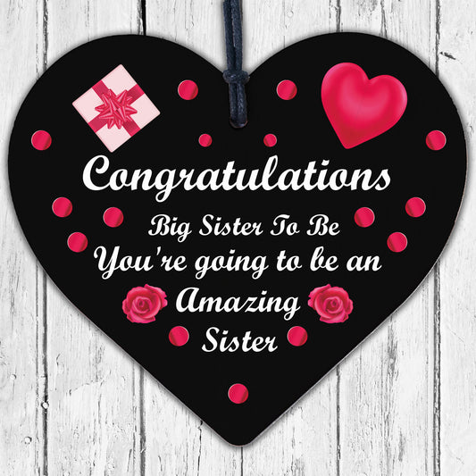 Big Sister To Be Gifts Congratulations Wooden Heart Mummy To Be Gift For Sister