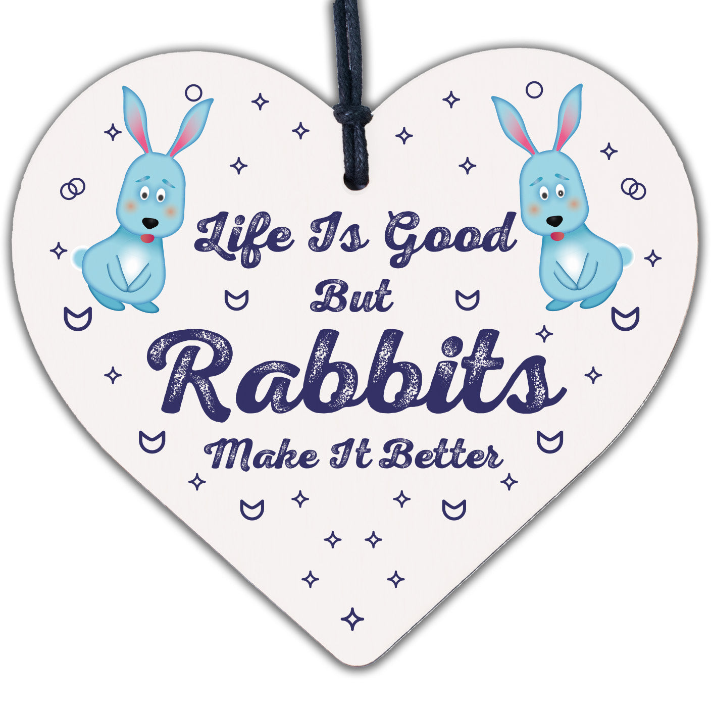 Rabbits Make Life Better Wooden Hanging Heart Plaque Pet Rabbit Hutch Sign Decor