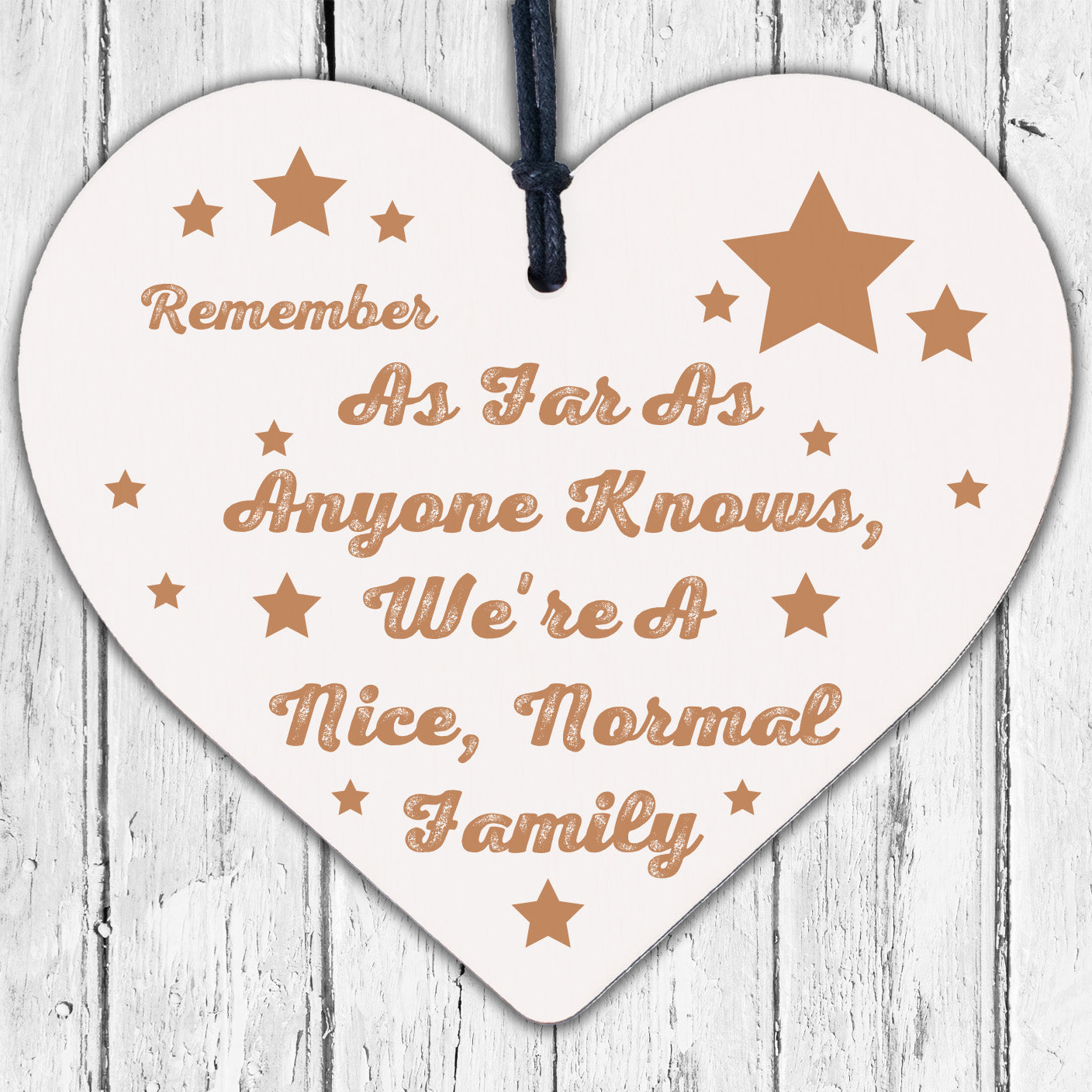 Nice Normal Family Novelty Wooden Hanging Heart Plaque Home Shabby Chic Sign