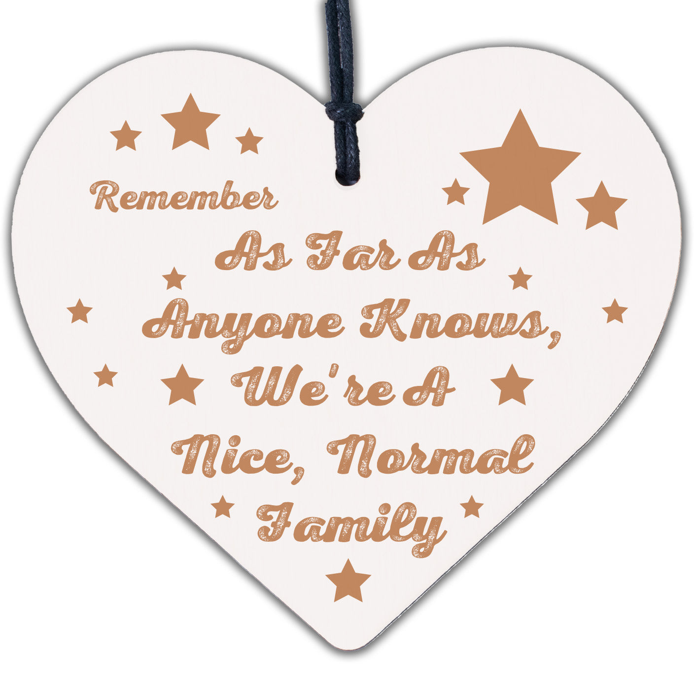 Nice Normal Family Novelty Wooden Hanging Heart Plaque Home Shabby Chic Sign