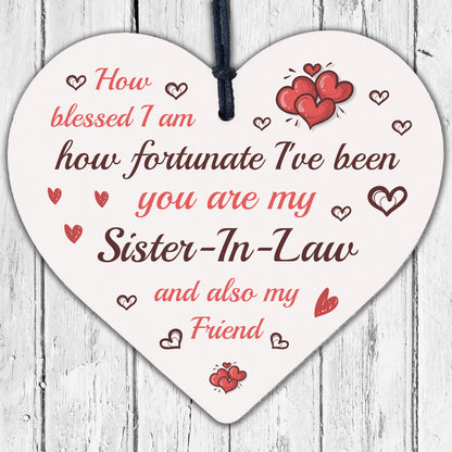 Sister In Law Gift Wooden Heart Chic Plaque Keepsake Birthday Gift Thank You