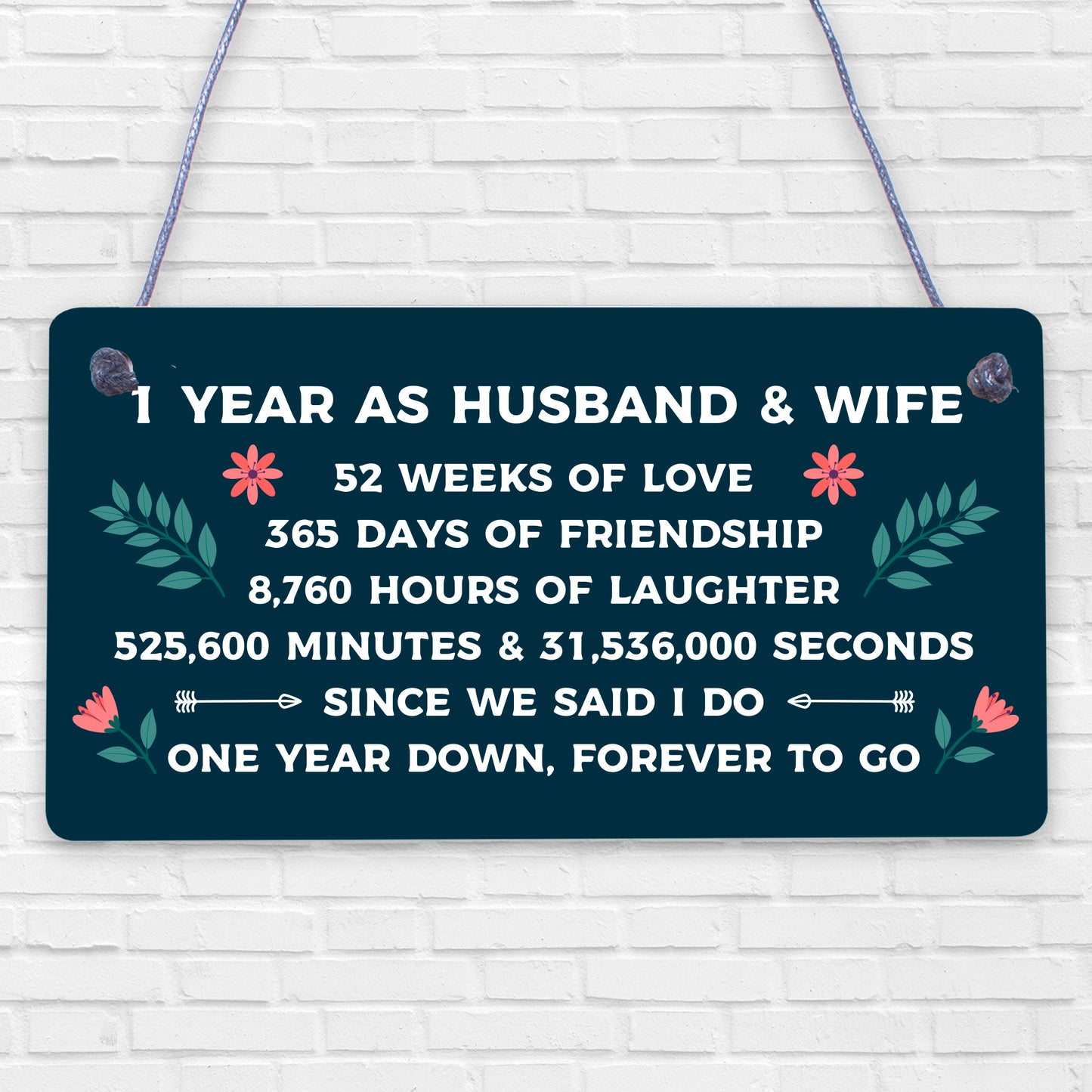 1st Wedding Anniversary Gift Plaque First Wedding Anniversary Husband Wife Gifts