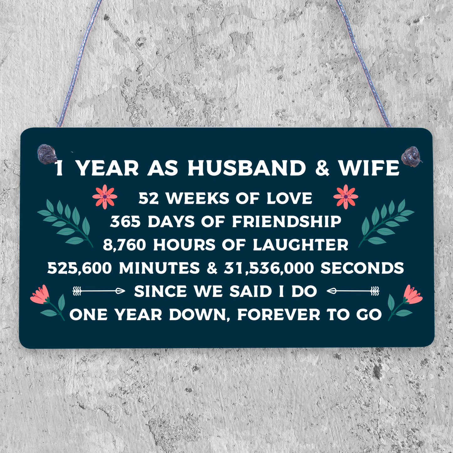 1st Wedding Anniversary Gift Plaque First Wedding Anniversary Husband Wife Gifts