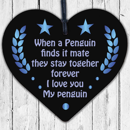 Valentines Gifts For Him Her Heart Penguin Gift Anniversary Gift For Boyfriend