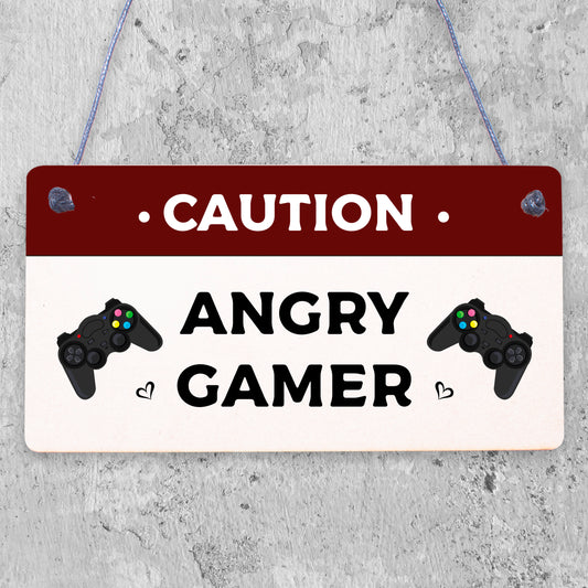 Blue Gaming Sign Hanging Door Plaque Gamer Gift Boys Bedroom Decor Son Dad Gift