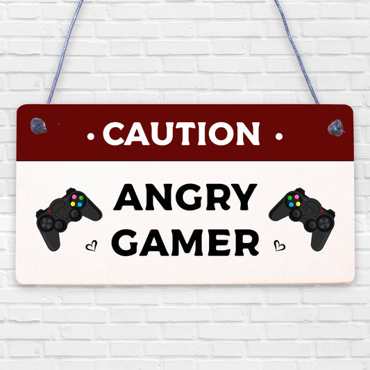 Blue Gaming Sign Hanging Door Plaque Gamer Gift Boys Bedroom Decor Son Dad Gift