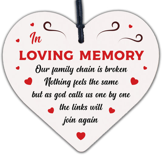 In Loving Memory Of Family Wooden Hanging Heart Memorial Plaque Love Heaven Sign