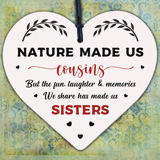 Cousins Sister Gifts Wooden Heart Chic Plaque Family Friendship Thank You Gift