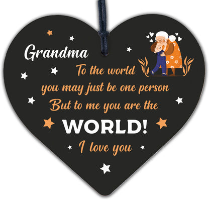 Mothers Day Gift Card Grandma LOVE Sign Wood Heart Grandparent Gifts Birthday