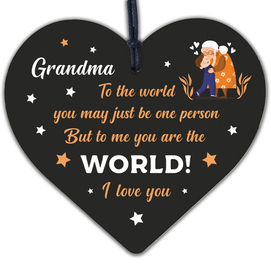 Mothers Day Gift Card Grandma LOVE Sign Wood Heart Grandparent Gifts Birthday