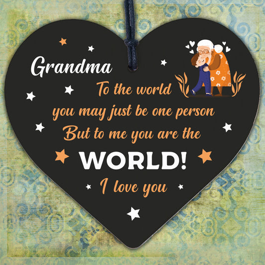 Mothers Day Gift Card Grandma LOVE Sign Wood Heart Grandparent Gifts Birthday