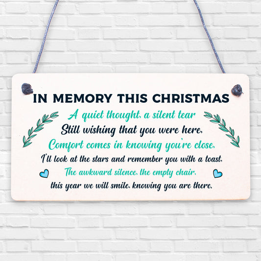 In Memory This Christmas Decoration Wood Memorial Quote Tree Sign Plaque Gift