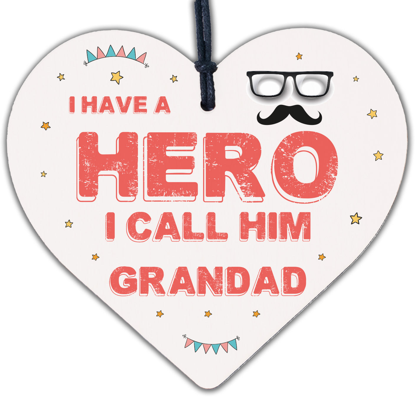 Grandad Gifts For Fathers Day Birthday Wood Heart Superhero Theme Thank You