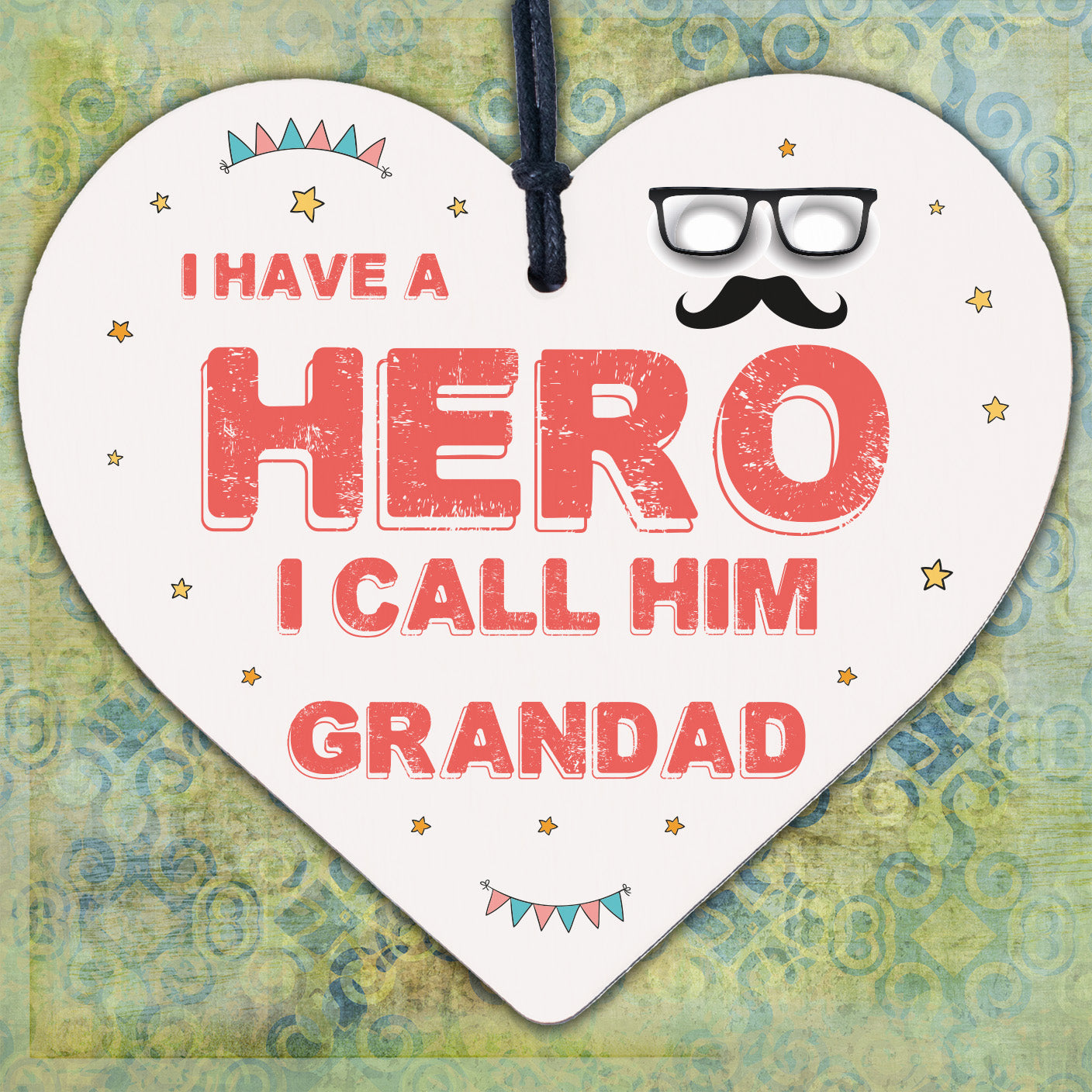 Grandad Gifts For Fathers Day Birthday Wood Heart Superhero Theme Thank You