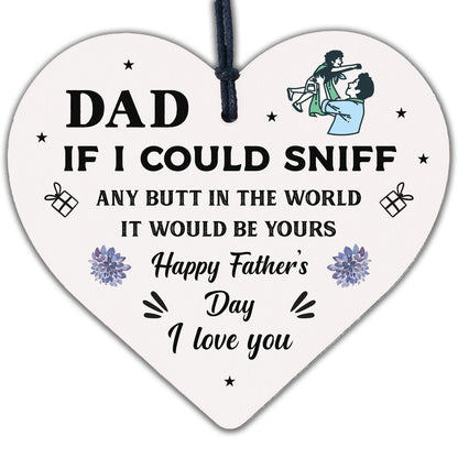 Funny Fathers Day Gift From The Dog Funny Fathers Day Card Wood Heart Dog Gifts