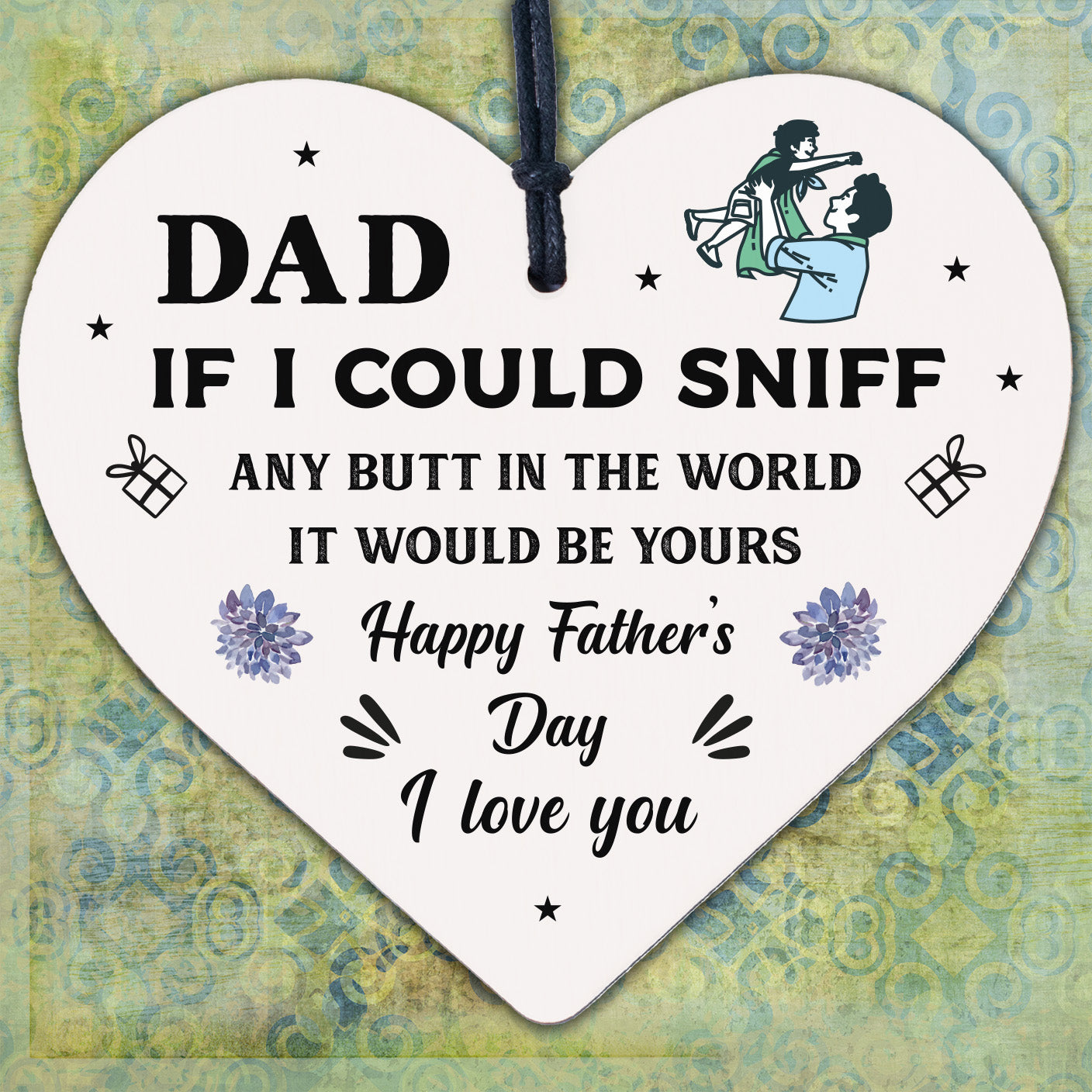 Funny Fathers Day Gift From The Dog Funny Fathers Day Card Wood Heart Dog Gifts