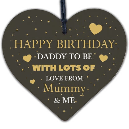 Happy Birthday Daddy To Be From Bump Wood Heart Dad Father Funny Card Baby Gift