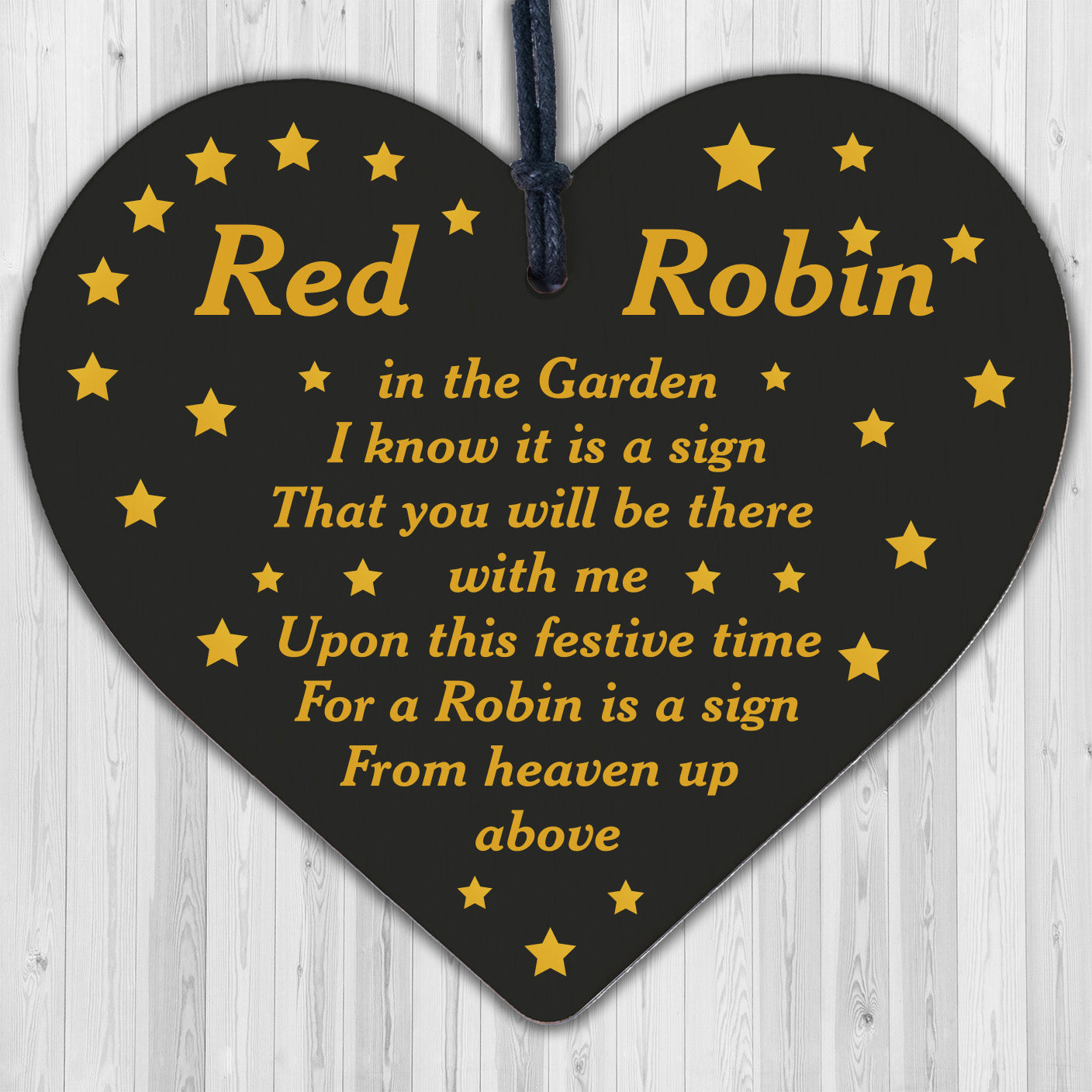 Robins Appear Wood Heart Memorial Christmas Tree Decoration Plaque Bauble