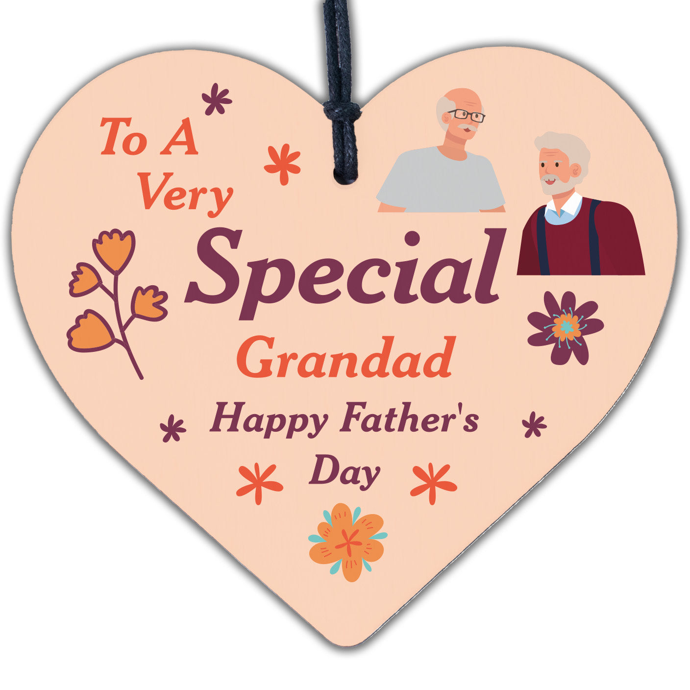 Cute Fathers Day Gift For Grandad Wood Heart Grandparent Gift Thank You Gift