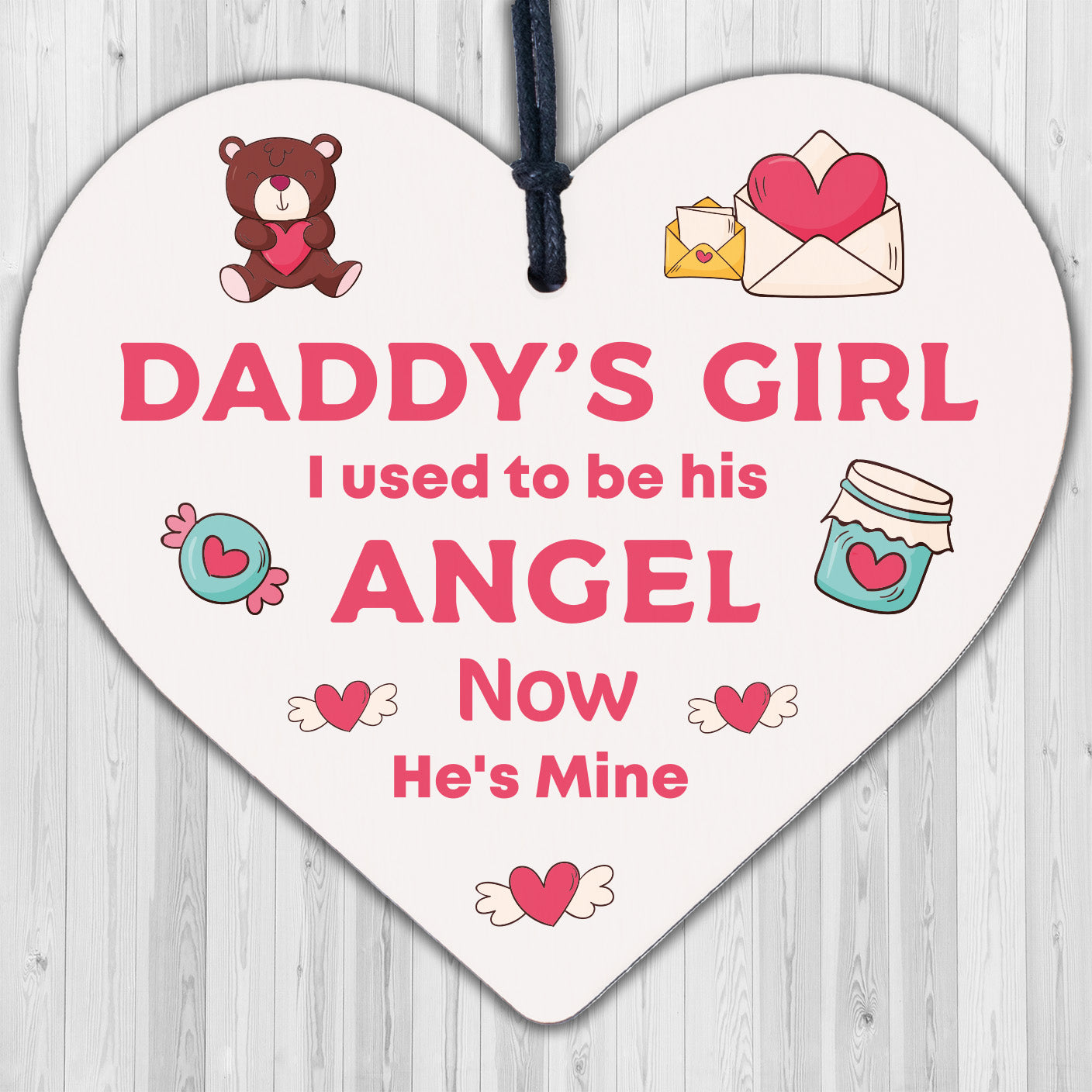 Daddy's Girl Wooden Heart Grave Memorial Father's Day Bereavement Sign Plaques