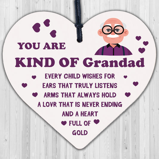 Grandad Gifts Wooden Heart Fathers Day Gift Thank You Grandparent Gift Keepsake