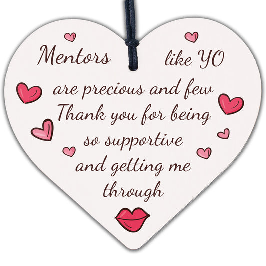 Mentors Like You Novelty Wooden Hanging Heart Leaving Gift Plaque Thank You