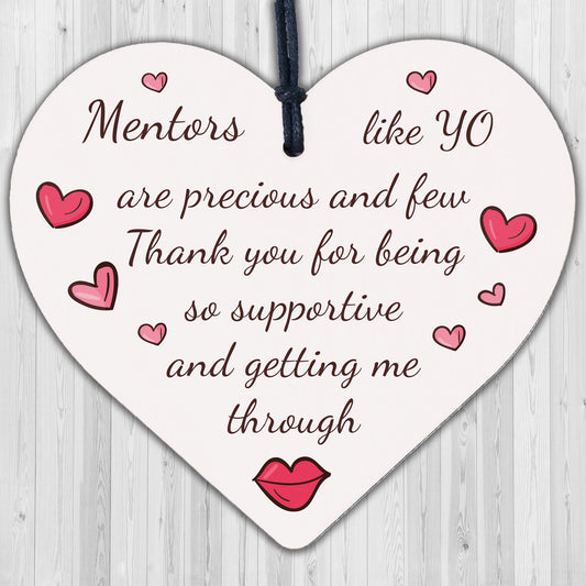 Mentors Like You Novelty Wooden Hanging Heart Leaving Gift Plaque Thank You