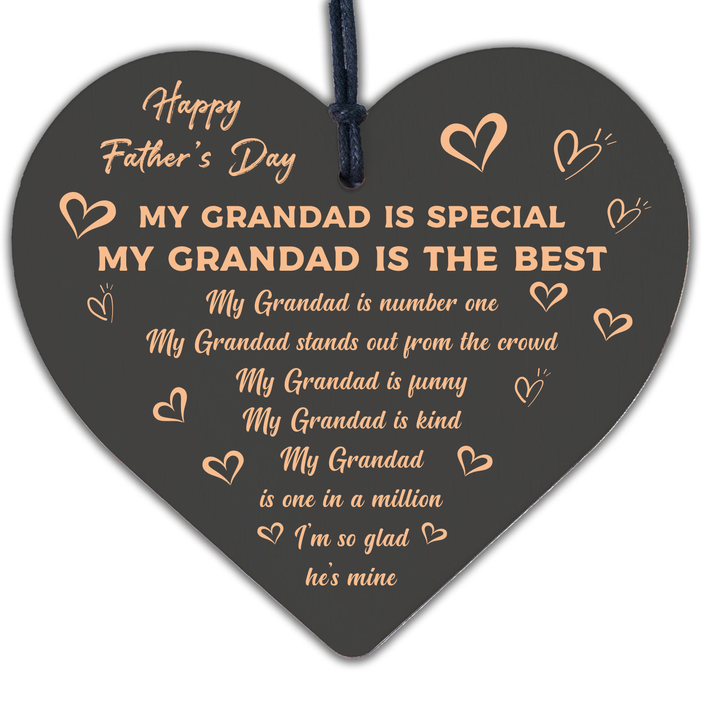 Fathers Day Gift For Grandad Wooden Heart Grandad Plaque Thank You Keepsake