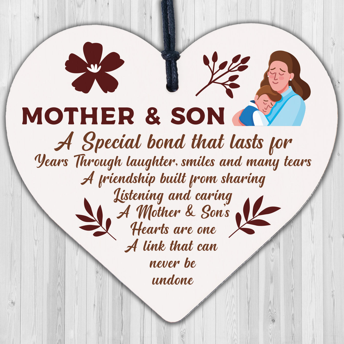 Mother And Son Gifts Wood Heart Son Birthday Gifts From Mum 16th 18th 21st