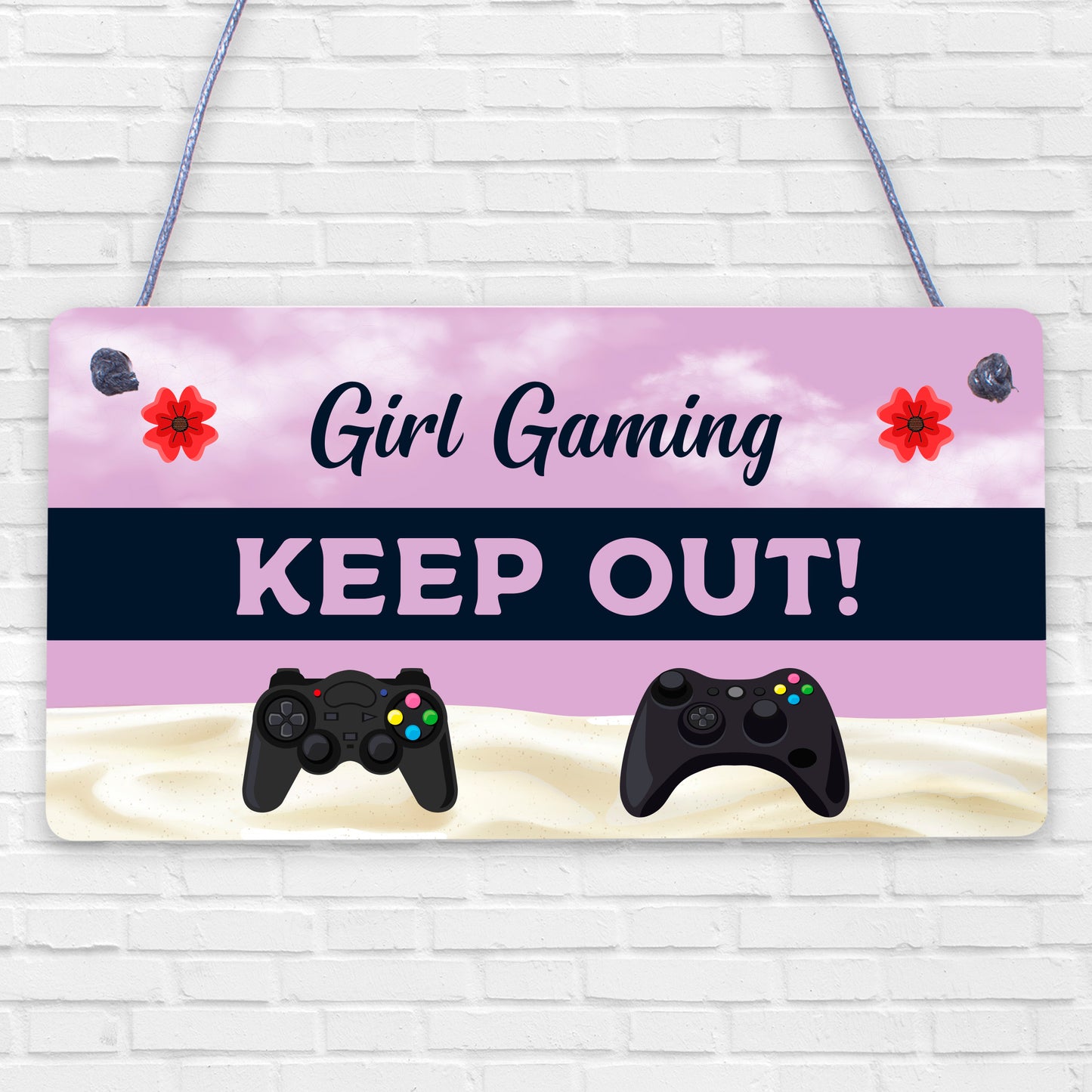 Pink Gaming Sign Girls Bedroom Sign KEEP OUT Gamer Gift